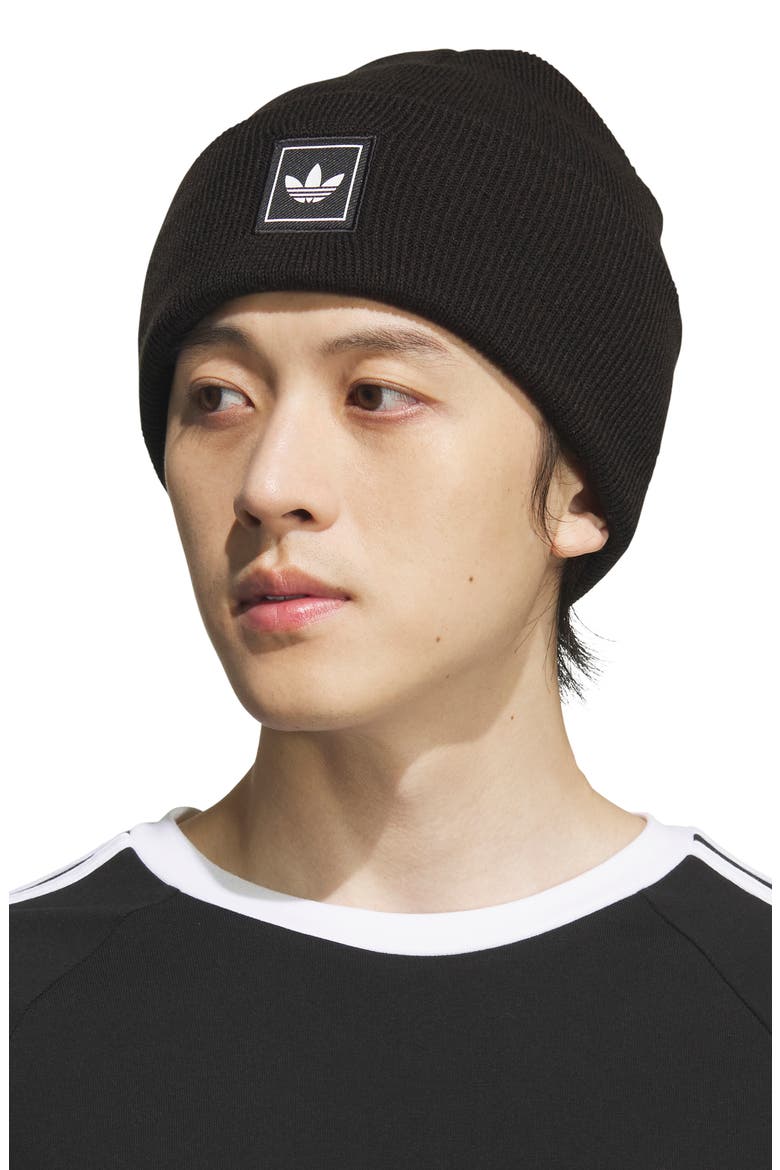Trefoil Tall Beanie, Alternate, color, BLACK/ WHITE
