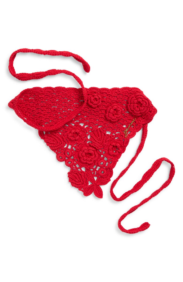 Ganni Crochet Head Scarf, Alternate, color, Goji Berry