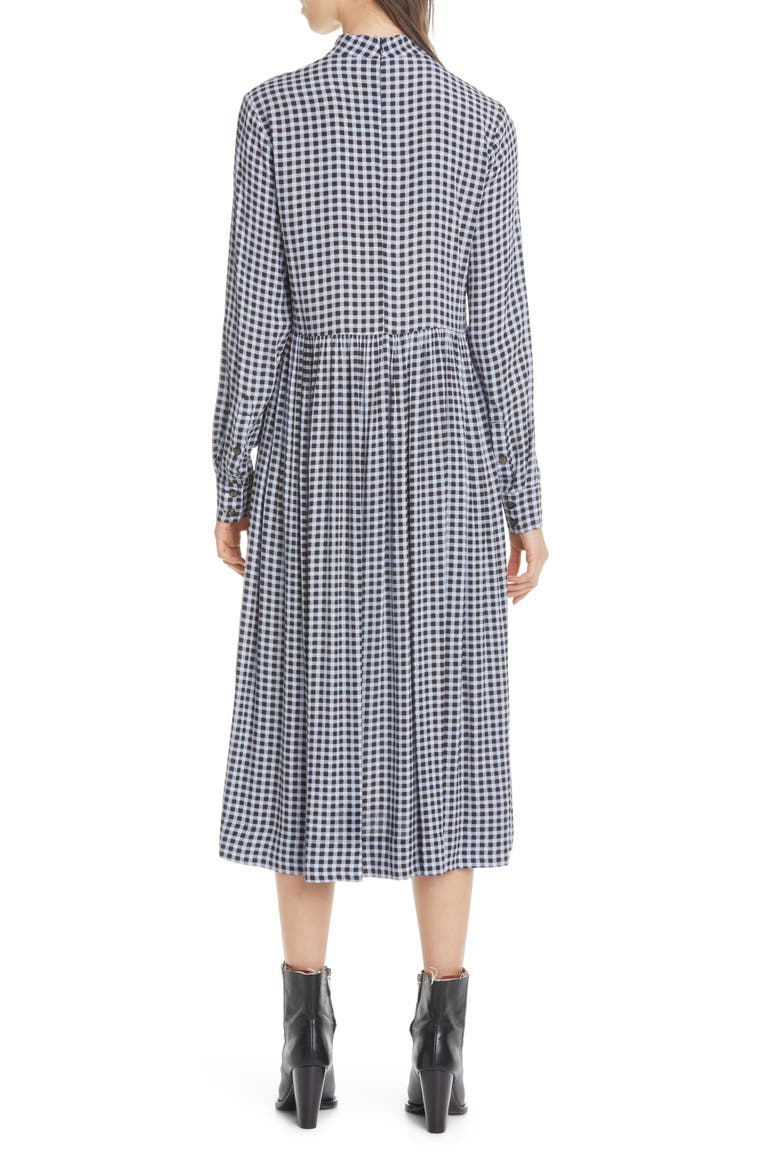 High Neck Long Sleeve Crepe Midi Dress, Alternate, color, BRUNNERA BLUE