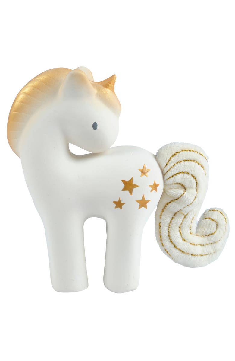 Tikiri Shining Stars Unicorn Organic Natural Rubber Rattle, Alternate, color, Multicolored