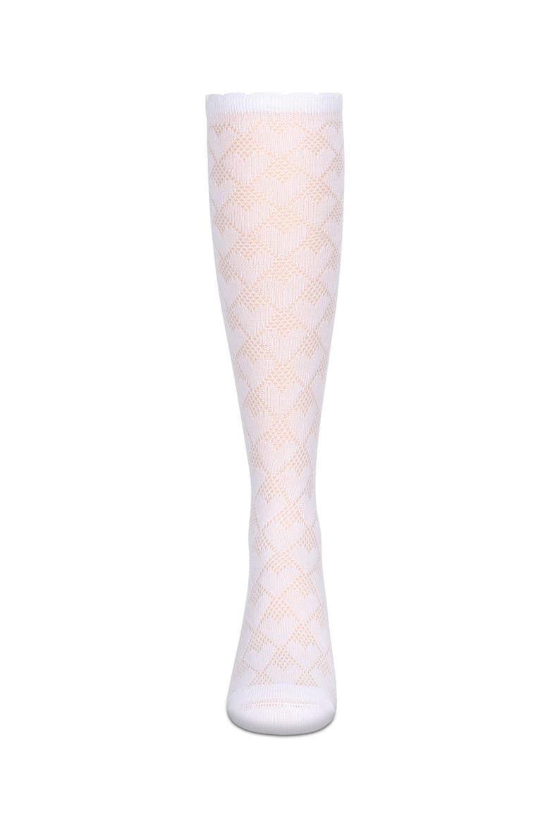 Open Work Heart Knee High Socks, Alternate, color, White