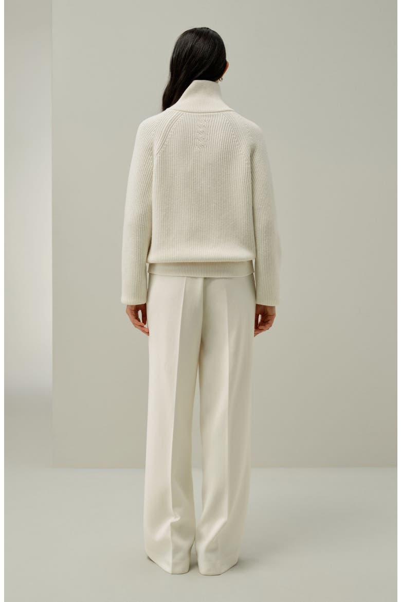 Women's Ribbed-knit Turtleneck Zip Cardigan, Alternate, color, White