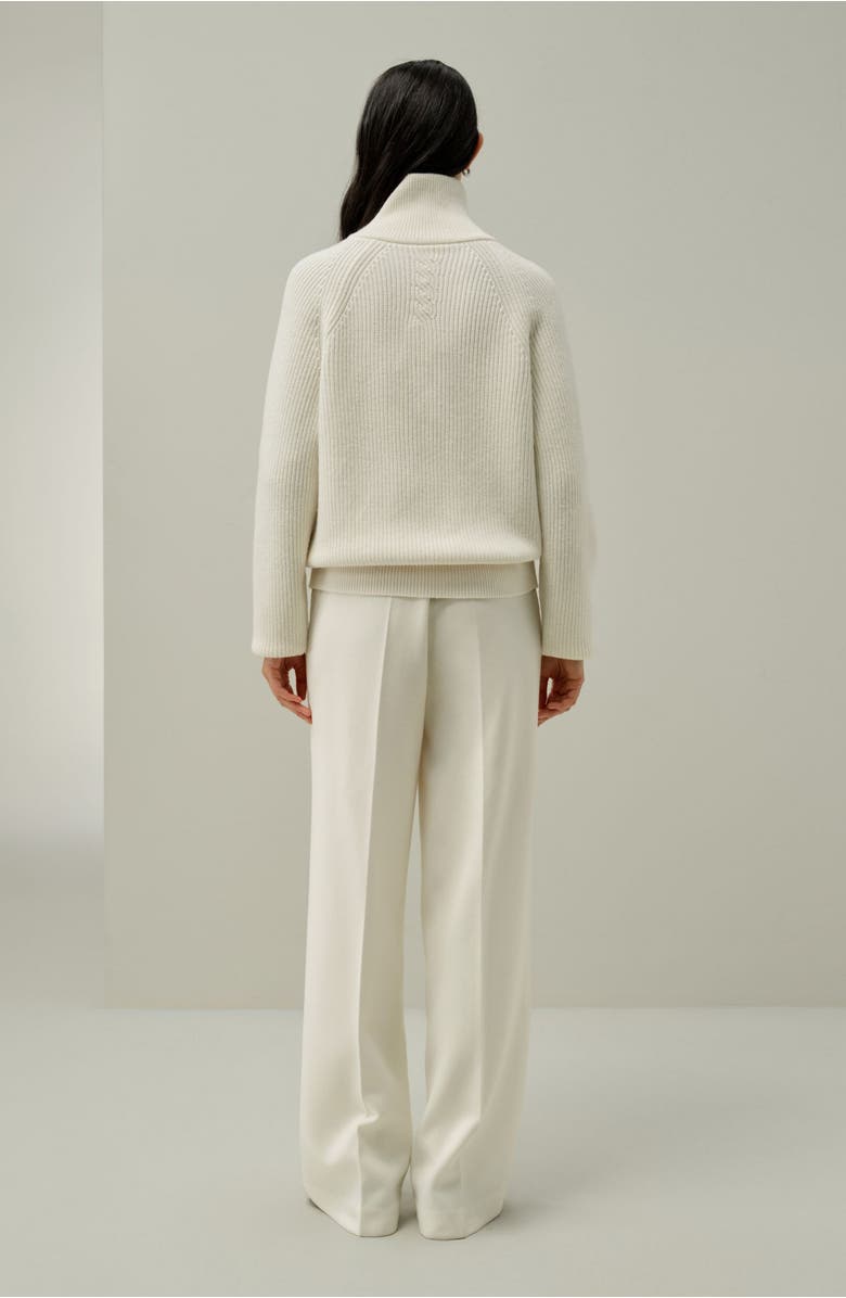 Lilysilk Ribbed-knit Turtleneck Zip Cardigan, Alternate, color, White