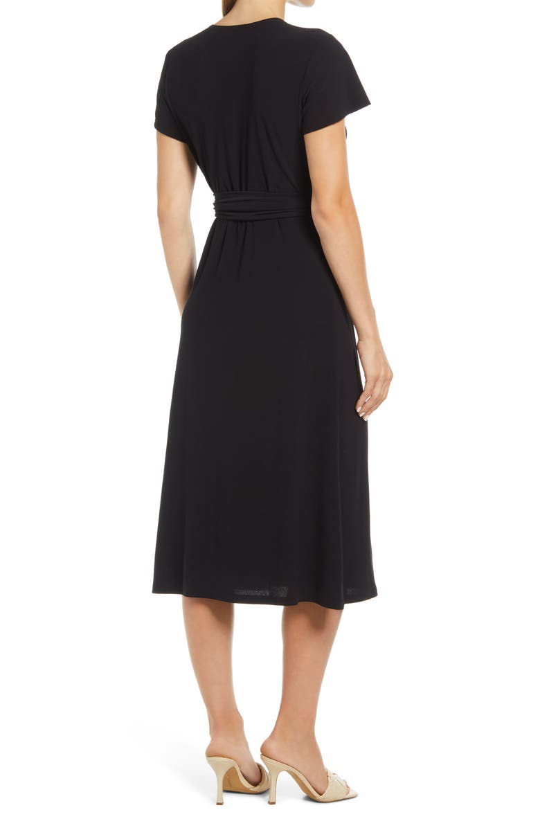 Halogen<sup>®</sup> Crossover Short Sleeve Wrap Dress, Alternate, color, 