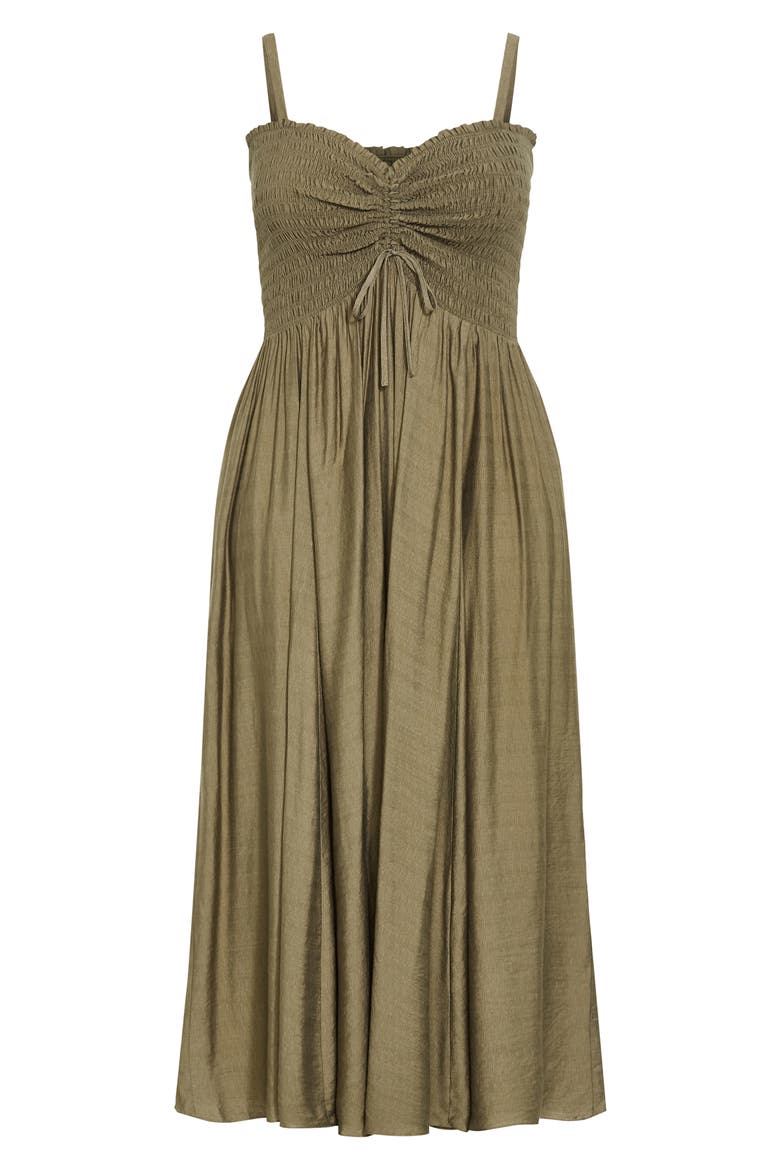 Maui Smocked Maxi Sundress, Alternate, color, KHAKI