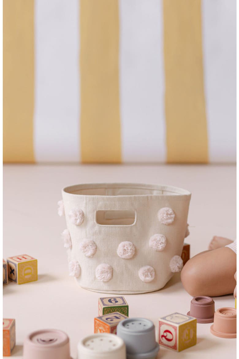 Mini Pompom Canvas Bin, Alternate, color, PINK