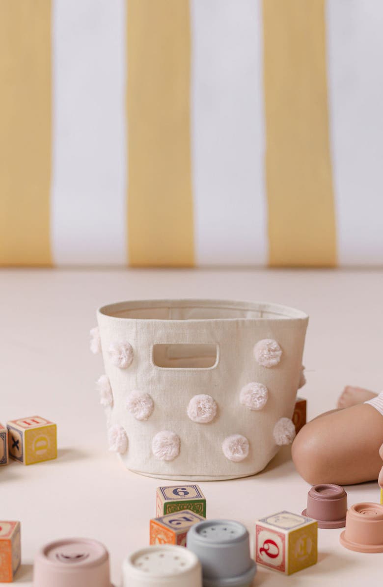 Pehr Mini Pompom Canvas Bin, Alternate, color, Pink
