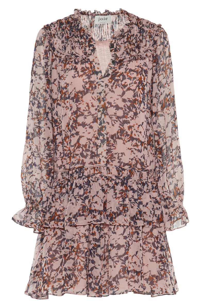 Joie Elsverre Floral Tiered Ruffle Long Sleeve Silk Dress, Alternate, color,