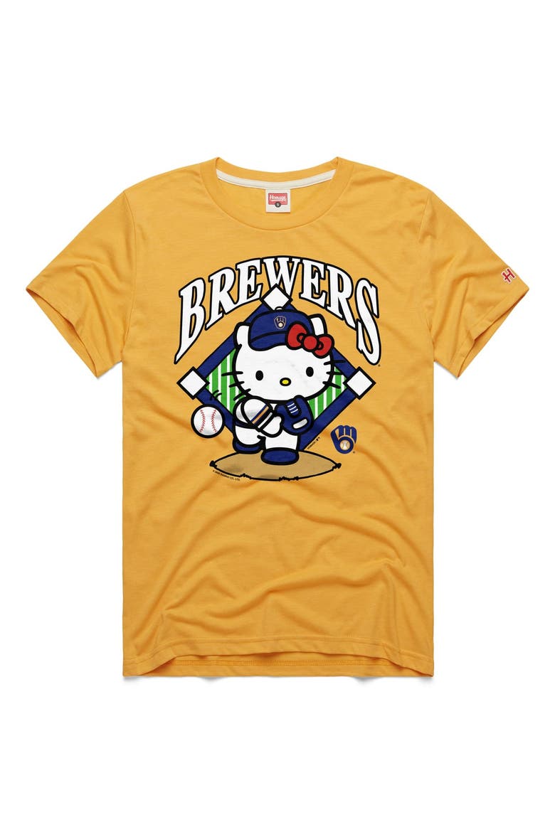 Unisex Homage  Gold Milwaukee Brewers Hello Kitty Tri-Blend T-Shirt, Main, color, Gold