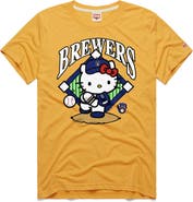 Homage Unisex Homage Gold Milwaukee Brewers Hello Kitty Tri-Blend T-Shirt