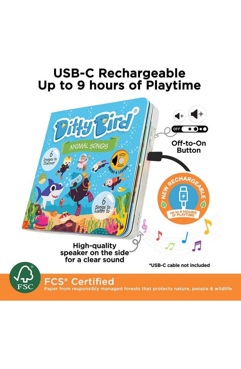 Ditty Bird Kids' Animal Songs Interactive Musical Sound Book, Alternate, color, Blue