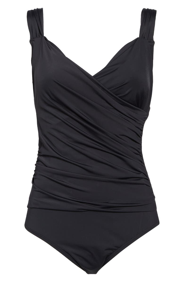 JANTZEN Surplice Mio One-Piece Swimsuit, Alternate, color, Black