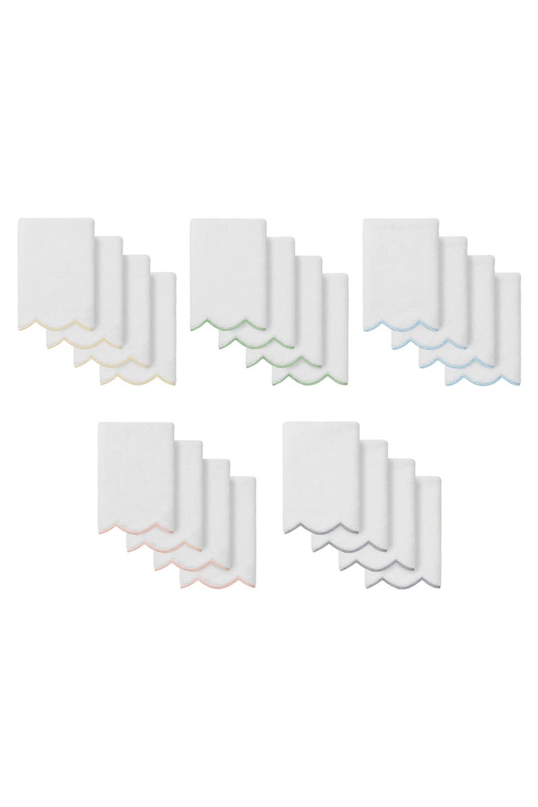 Adornia Scallop Set of 4 Fingertip Towels, Alternate, color, WHITE/ GRAY