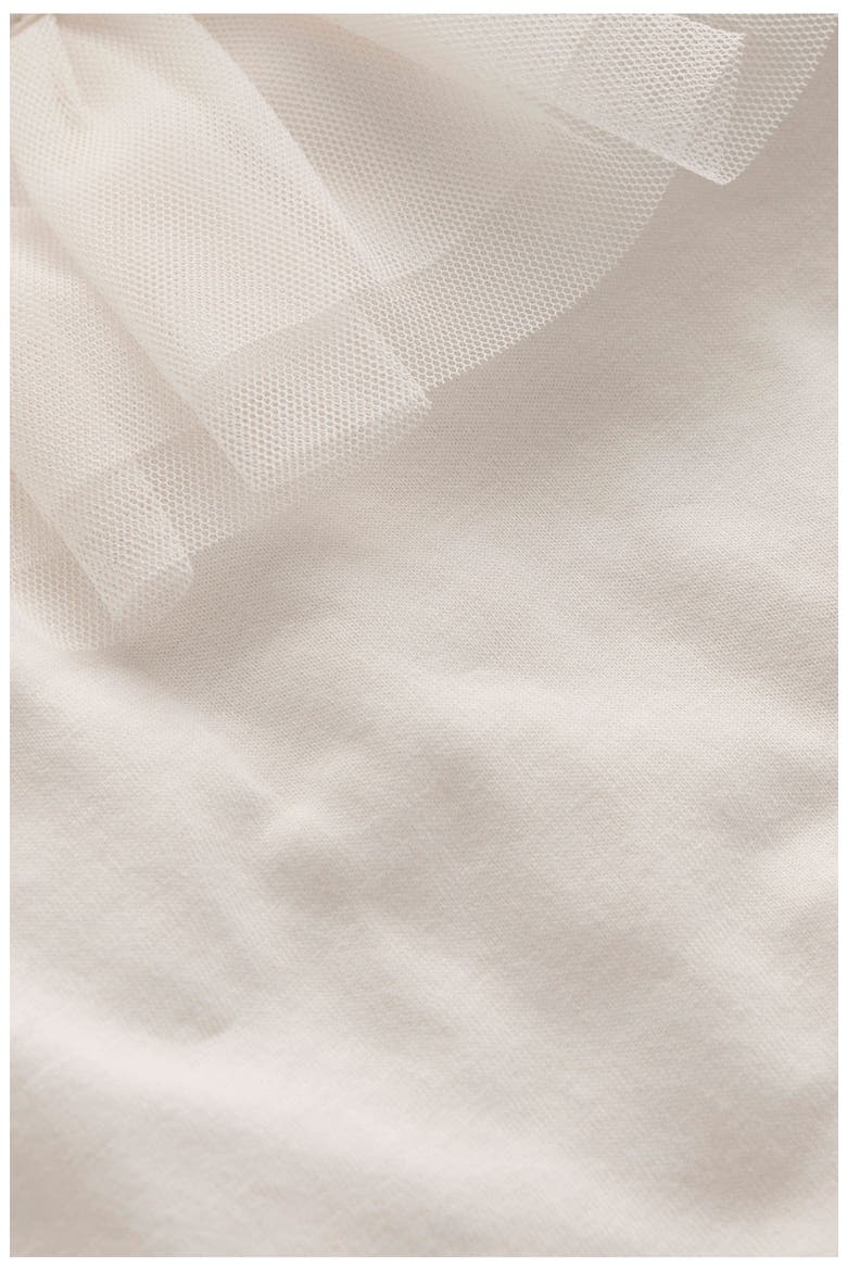 Kids' Tulle Accent Cotton Jersey Top, Alternate, color, SOFT IVORY