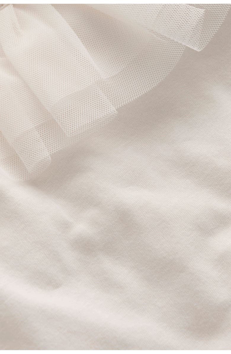 Mini Boden Kids' Tulle Accent Cotton Jersey Top, Alternate, color, Soft Ivory