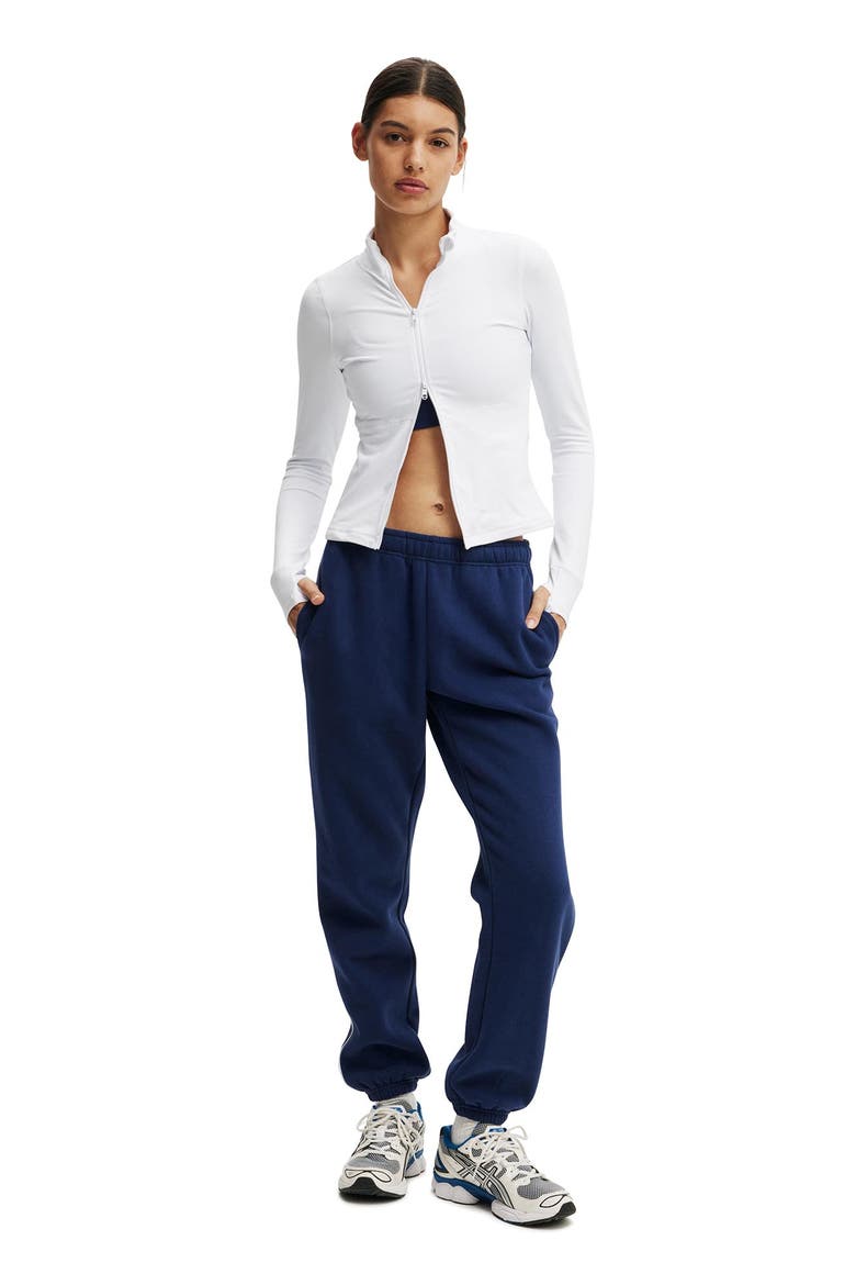 Women's Active Plush Essential Gym Sweatpant, Alternate, color, Heritage Blue White