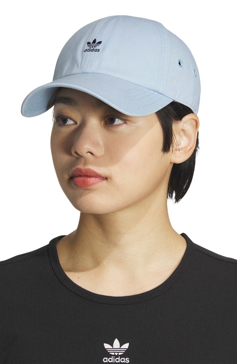 adidas Relaxed Cotton Baseball Cap, Alternate, color, Clear Sky Blue/ Night Indigo