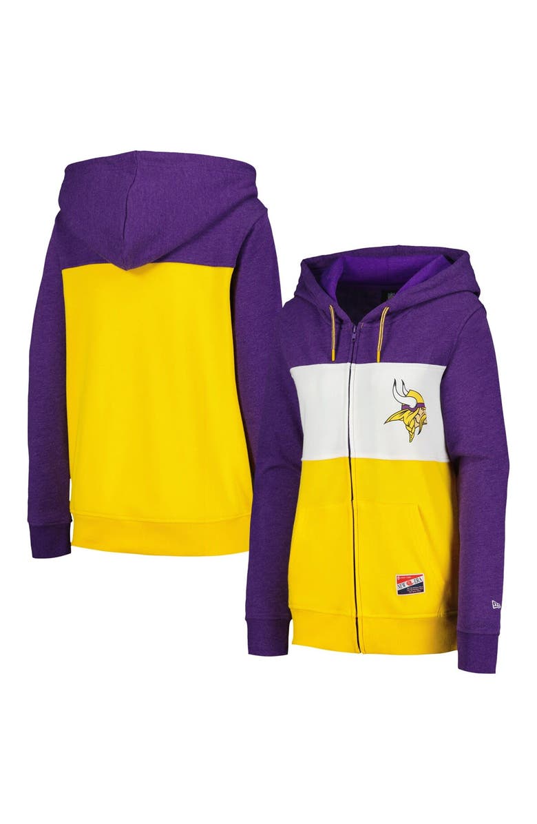 New Era Women's New Era Purple Minnesota Vikings Color-Block Full-Zip Hoodie, Main, color, Purple