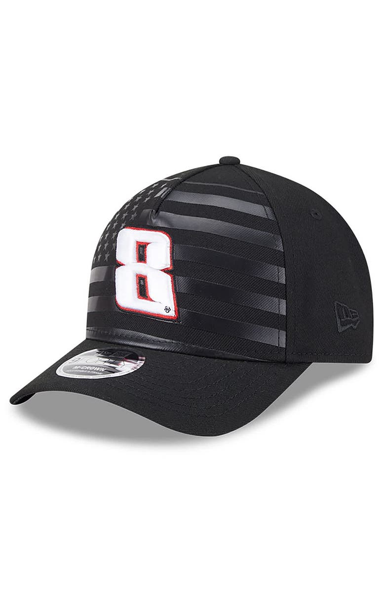 New Era Men's New Era Black Kyle Busch American Flag 9FORTY M-Crown A-Frame Adjustable Hat, Main, color, Black