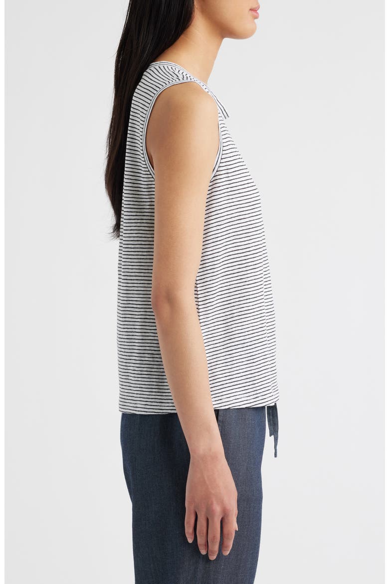 Stripe Crewneck Organic Linen Tank, Alternate, color, WHITE/ BLACK