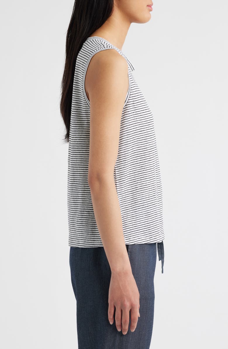 Eileen Fisher Stripe Crewneck Organic Linen Tank, Alternate, color, White/ Black