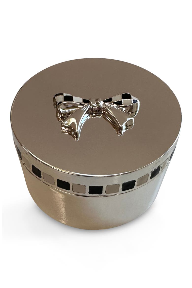 Celebrate Silver Plated Bow Trinket Box, Main, color, SILVER