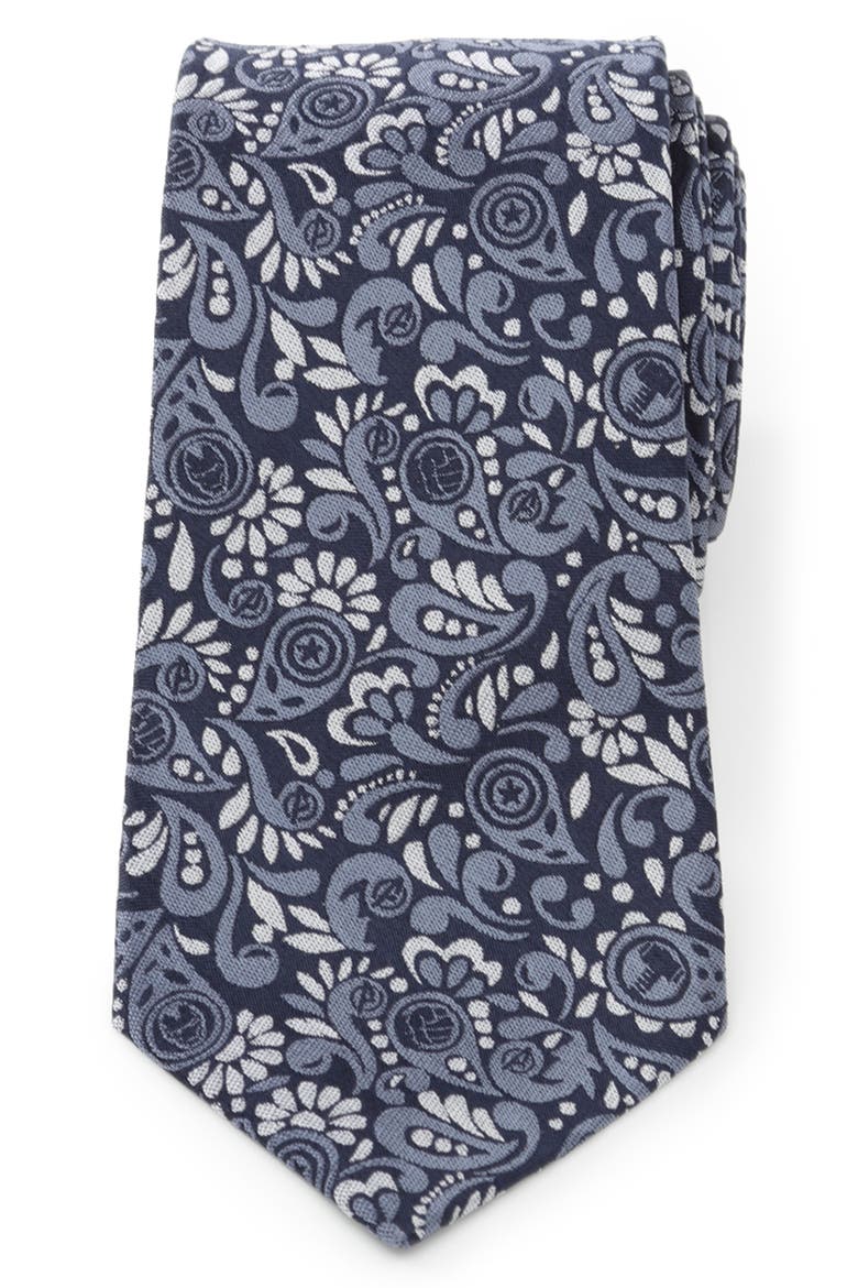x Marvel Avengers Paisley Silk Tie, Main, color, NAVY