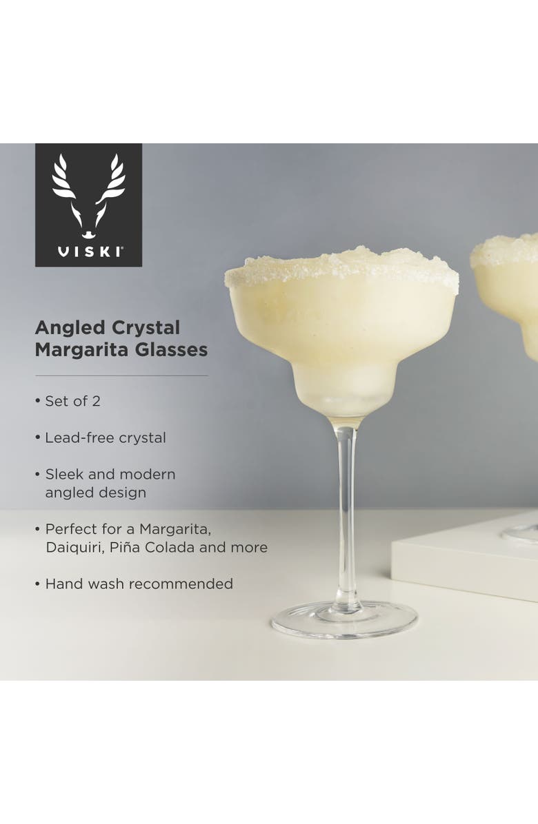 Viski Raye Crystal Angled Margarita Glasses Set of 2, Alternate, color, Clear