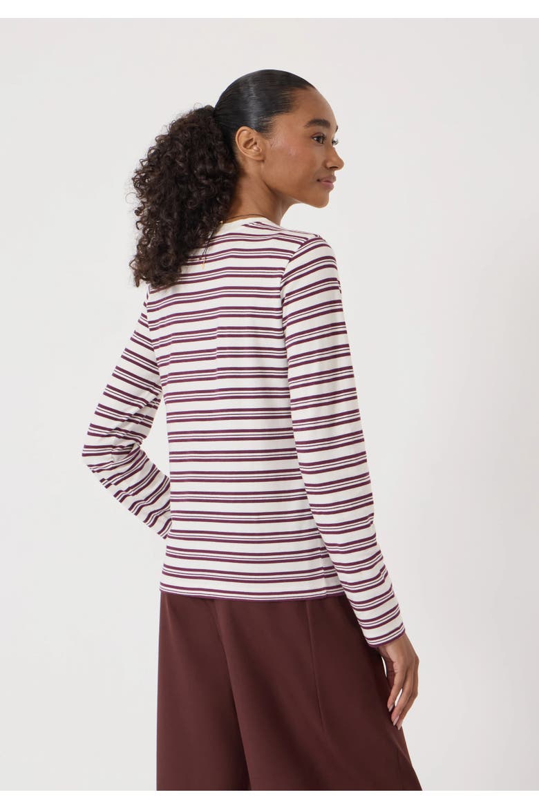 Mia Stripe Slim Long Sleeve Top, Alternate, color, Wine Red