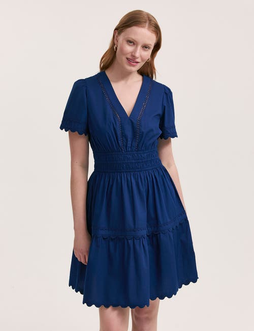 Finery London Reece Ric Rac Trim Cotton Short Dress In Purple