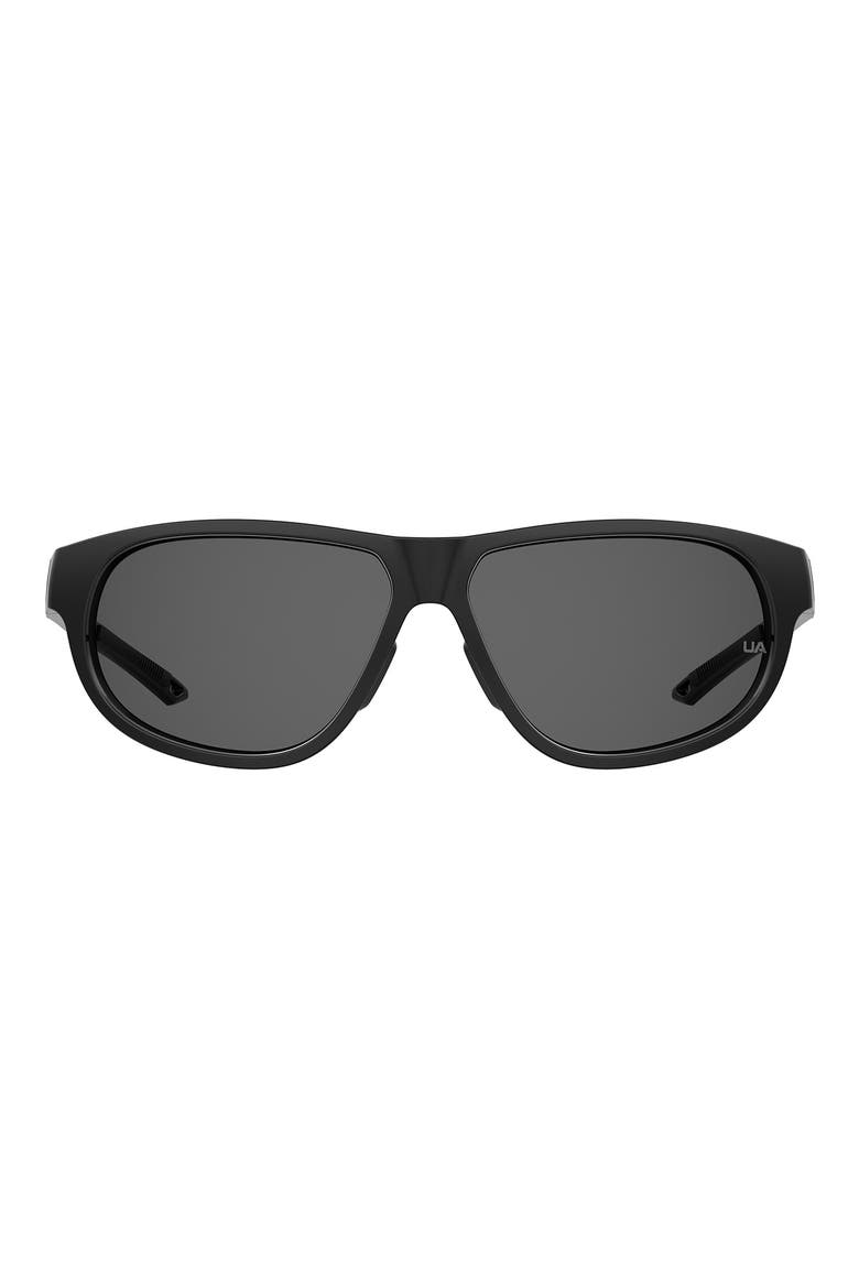 59mm Gradient Polarized Rectangular Sunglasses, Main, color, BLACK