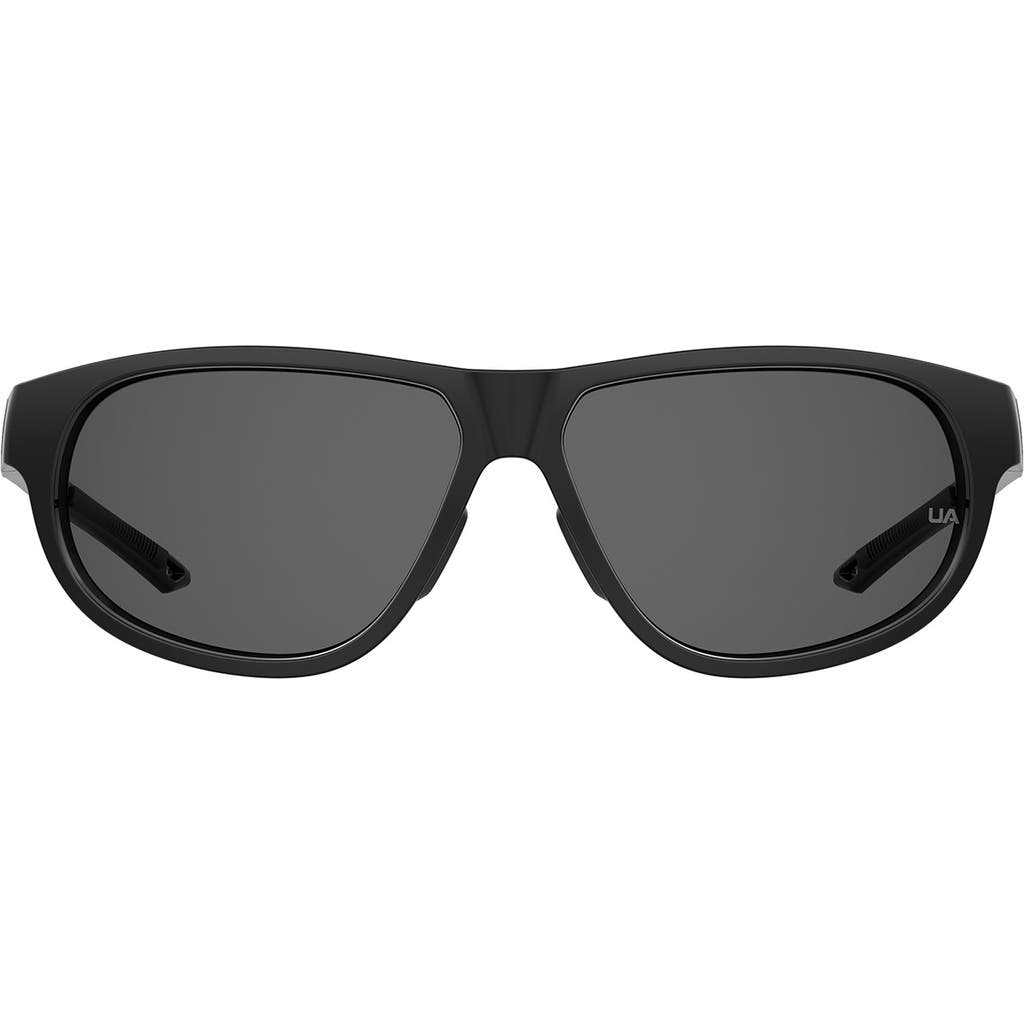 Under Armour 59mm Gradient Polarized Rectangular Sunglasses In Black