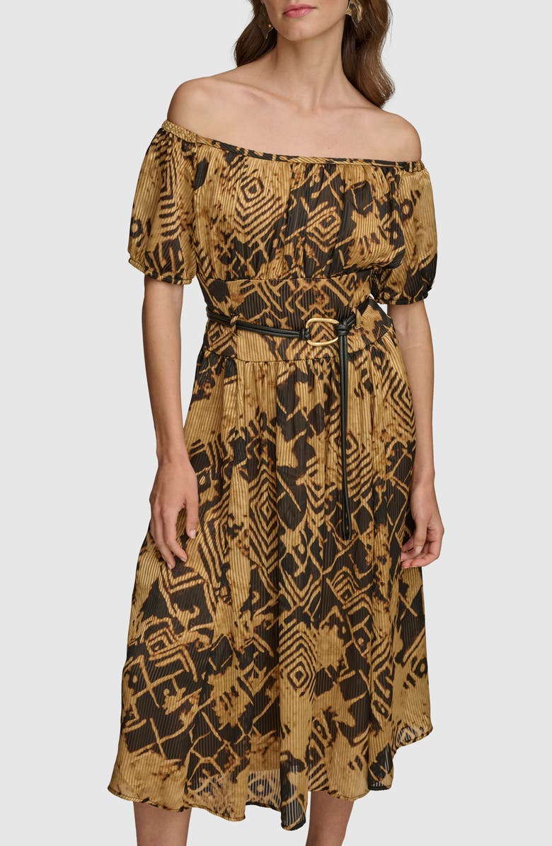 Donna Karan New York Abstract Print Off the Shoulder Dress, Alternate, color, 
