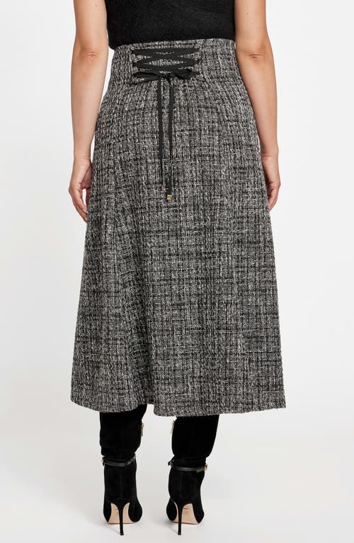 Marciano Gea Flared Tweed Midi Skirt In Black