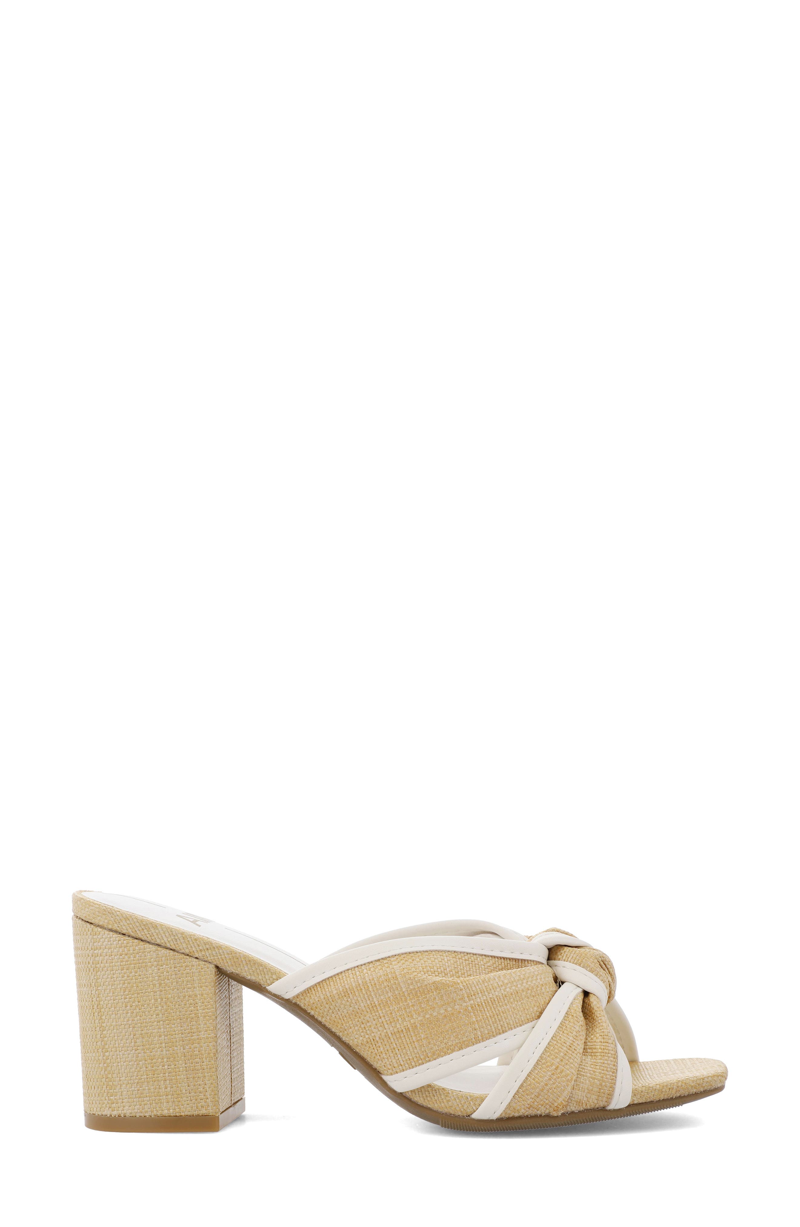MIA Hania Block Heel Sandal, Alternate, color, Natural W/ White