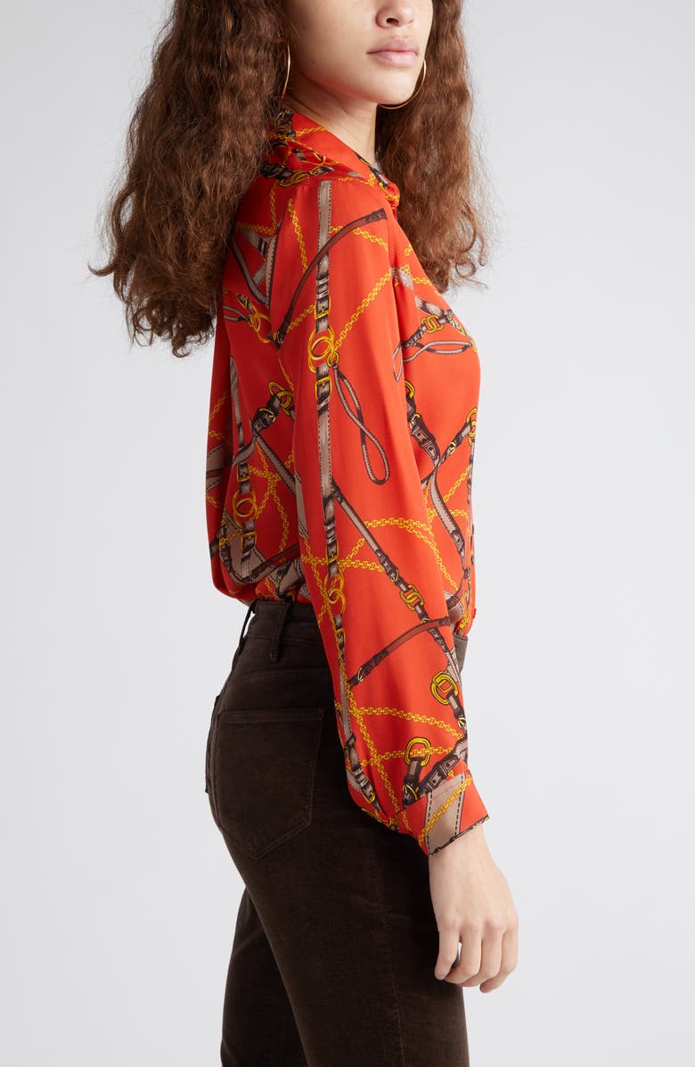 L'AGENCE Nina Print Silk Shirt, Alternate, color, 
