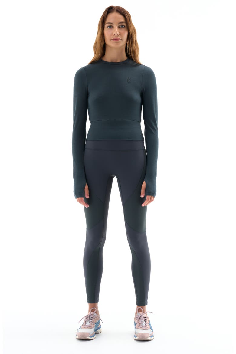 Free Play Long Sleeve Rib Crop T-Shirt, Alternate, color, DARK SHADOW