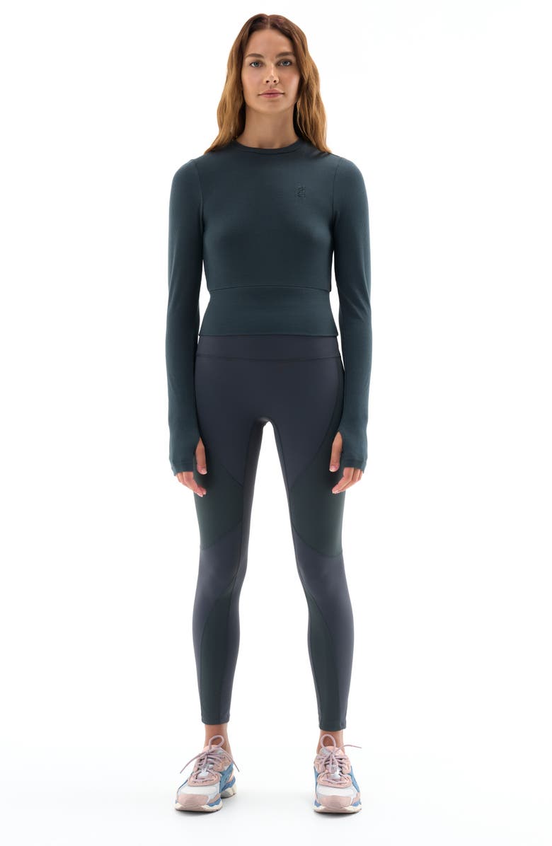 P.E Nation Free Play Long Sleeve Rib Crop T-Shirt, Alternate, color, 