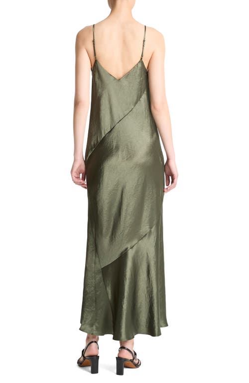 Vince Panelled Bias Cut Satin Slipdress In Green