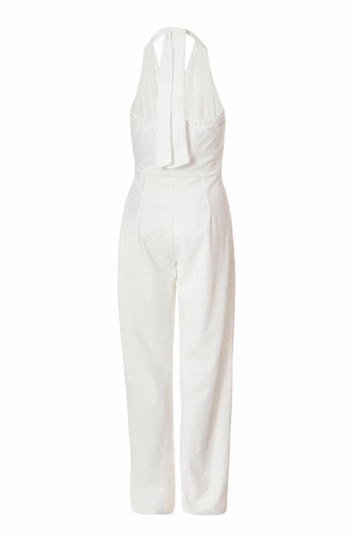 Quiz Scuba Crepe Halter Jumpsuit In White