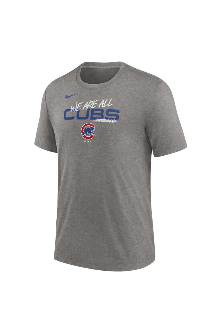 Men's Nike Heather Charcoal Chicago Cubs We Are All Tri-Blend T-Shirt, Alternate, color, Heather Charcoal
