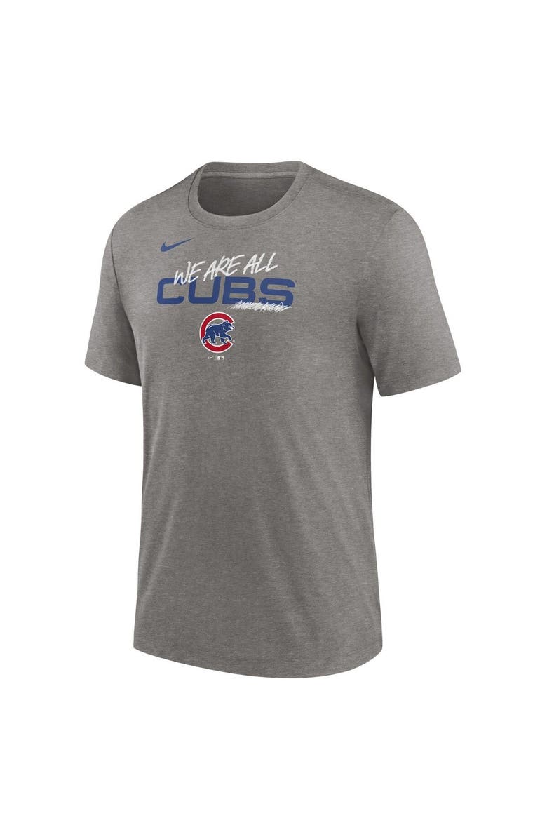 Nike Men's Nike Heather Charcoal Chicago Cubs We Are All Tri-Blend T-Shirt, Alternate, color,