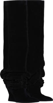 Balmain Suede leather Wedge thigh-high boots