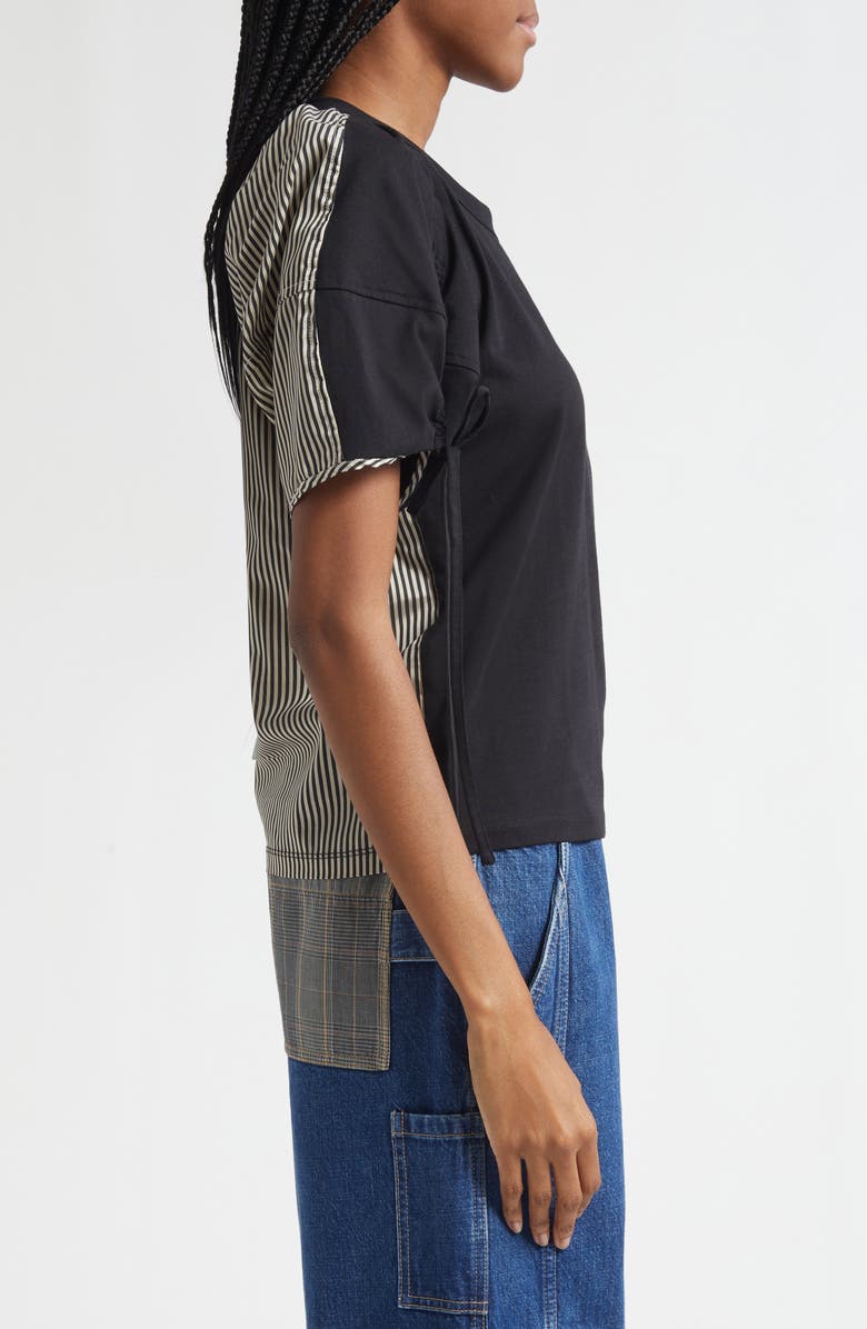 3.1 Phillip Lim Mixed Media Puff Sleeve T-Shirt, Alternate, color, White-Black Multi