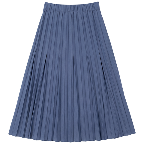 Crinkle Pleated Elastic Waist Midi Skirt