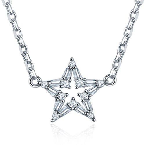 Hollywood Sensation Crystal Star Pendant Necklace In Silver