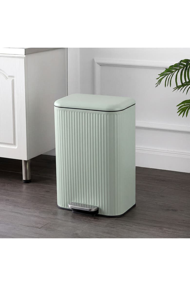 Astra Ribbed Rectangular Step Pedal Trash Can with Soft-Close Lid, Alternate, color, Pistachio Gelato