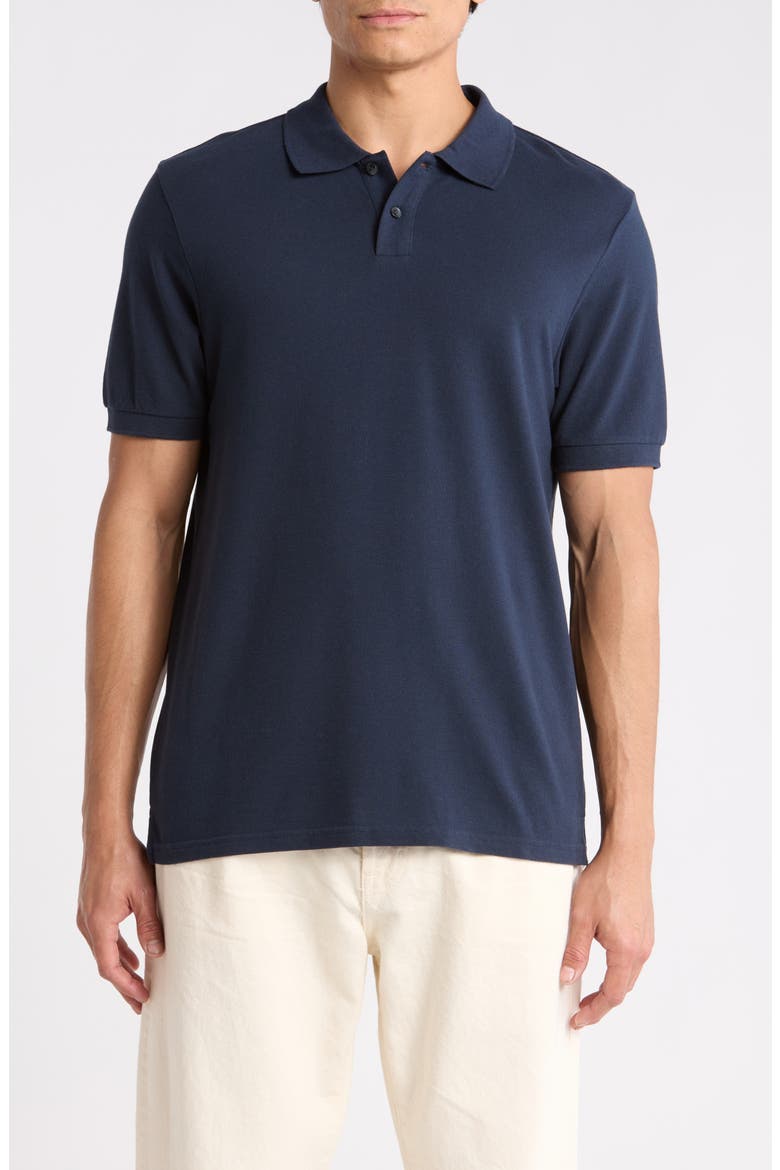 Cotton Blend Piqué Knit Polo, Main, color, NAVY SAPPHIRE