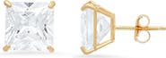 Queen Jewels 10K Gold Princess Cut Cubic Zirconia Stud Earrings