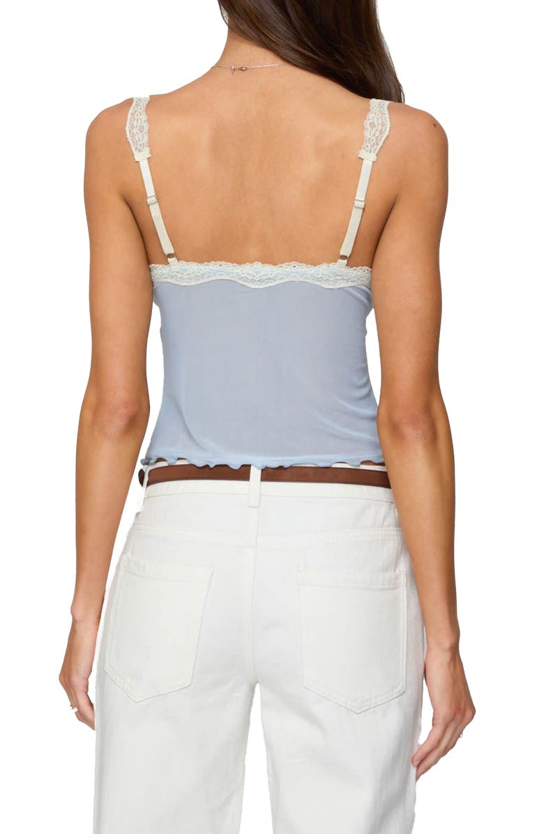 EDIKTED Lace Trim Mesh Camisole, Alternate, color, Light-Blue